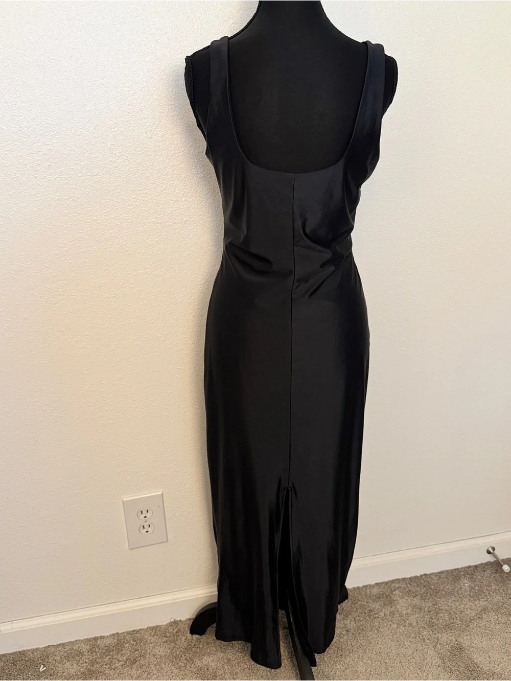 Good American Twist Waist Midi Dress Black Sleeveless Bodycon L - Picture 3 of 4